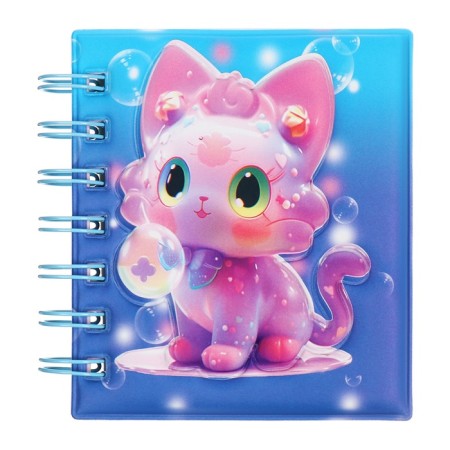 Notebook Gift Book on the crest 80l, line, color block, PVC Cat cover 3D (10x10.5cm) 10539