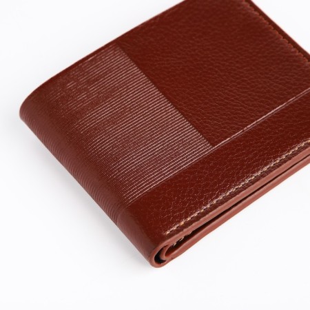 Male purse without a fastener, department for bills, for maps, color light brown-2