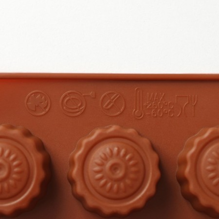 Condody shares form for chocolate, silicone, 20 × 11 × 1.5 cm, 15 cells (2.5 × 2.5 × 1.5 cm), brown color-5