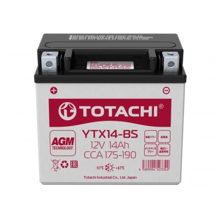 The battery Totachi Moto Ytx14-BS, 14 Ah, direct polarity