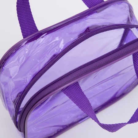 Cosmetic bag with lightning, with handles, purple color-3