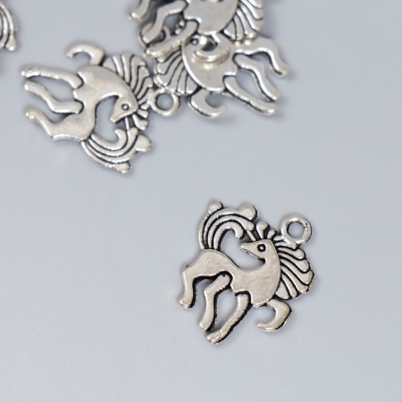 Decor for creativity Metal "Horse with a long mane" silver 2x1.6 cm