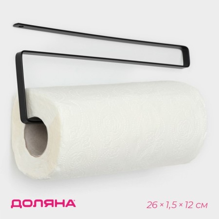Holder for paper towels of a suspended share, 26 × 1.5 × 12 cm, black color