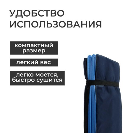 Tourist mat, folding, 170x51x0.8 cm, dark blue/blue color-3