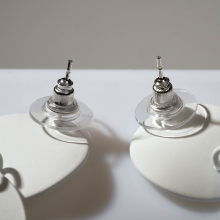 Earrings Metal "Lady" circles, duo, white color-2