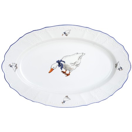 Oval Bernadotte dish, Geese decor, 39 cm-1