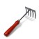 Small straight rakes, 5 teeth, length 25 cm, metal, wooden handle, Greengo