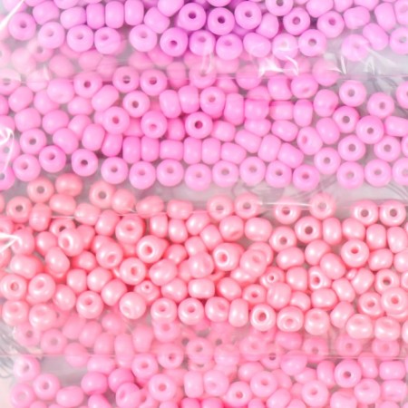 Round beads 6/0 "Pink Clouds" 6 colors x 10 g 20x8 cm-1