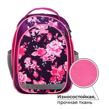 School backpack, 37 x 27 x 16 cm, ergonomic back, calligrata b "Flowers", lilac-1