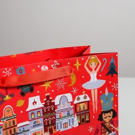 Package Gift New Year Laminated Square "Nutcracker", 30 x 30 x 12 cm, New Year-4