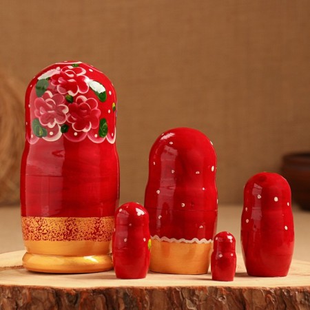 Matryoshka 5 puppet "Nelly" patterns, 15 cm, manual painting-4