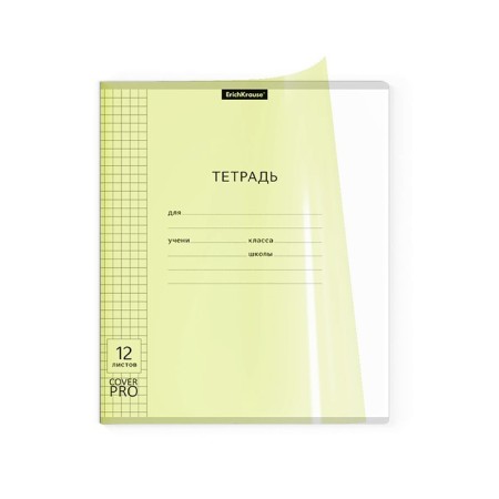 Notebook 12 sheets in the Erichkrause Coverpro Neon Classic, plastic cover, offset block, whiteness 100%, yellow-1