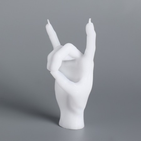 Figure candle "hand-koza", 10x4 cm, white-3