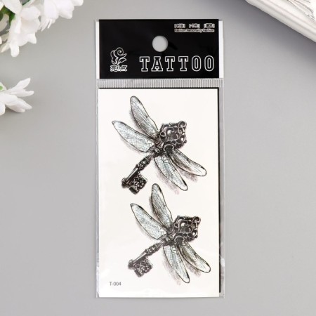 Tattoo on the body Black "Dragonfly-Klych" 10.5x6 cm-2