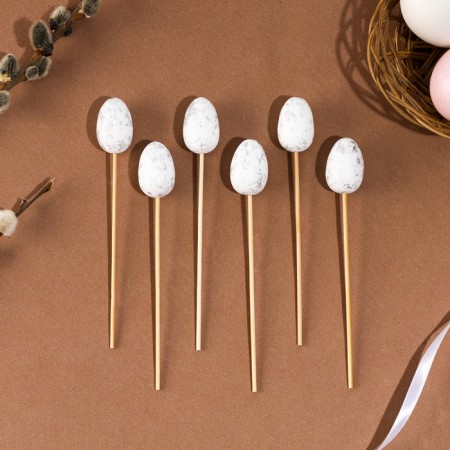 Skewers "Easter egg", white color, set 6 pcs.-1