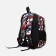 School backpack from textiles 2 departments with lightning, external pocket, gray/red color