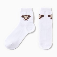 Socks kaftan Cheburashka size 36-39 (23-25 ​​cm) white