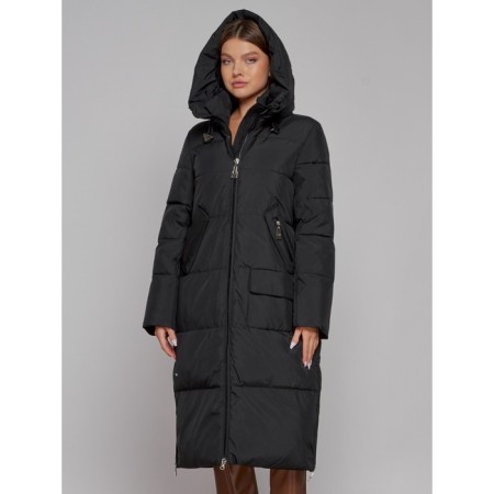 Coat insulated winter female, size 42, black color-4
