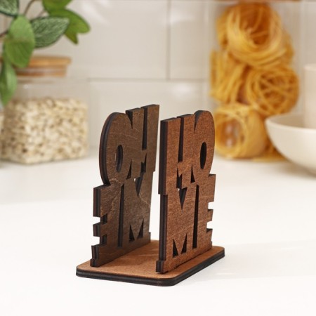 Wooden napkin "Home", 12x8x11.9 cm, brown color-2