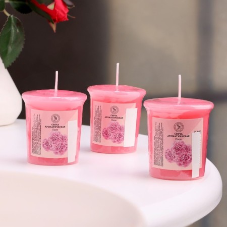 Aromatic candle "Peony", peony, set 5x4.5 cm, 3 pcs-3