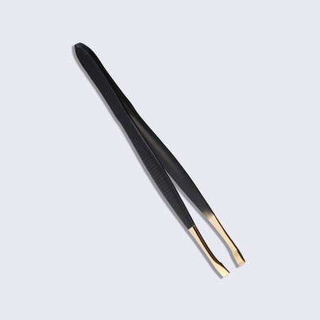 Direct tweezers, narrow, 9 cm, black/golden color-3