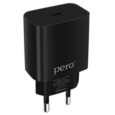 Network charger Pro TC03, USB Type-C, 3 A, 18W, fast charging, black