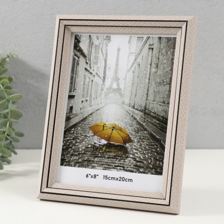 Photo frame plastic 15x20 cm "Staircase with rhombuses" Beige 2x18x23 cm-1