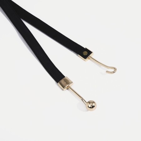 Women's belt, width 1 cm, metal buckle, black color-1