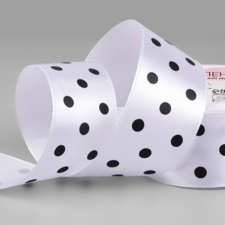 Satin tape "Golshek", 40 mm × 23 ± 1 m, white color No. 001