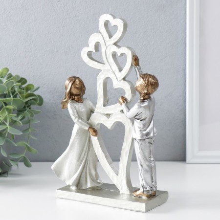 Polystone souvenir "kids and heart installation" bronze, silver 15.5x6x23 cm-3