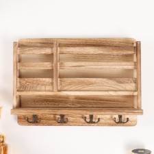 Decorative wood hooks with pocket and shelf for painting 