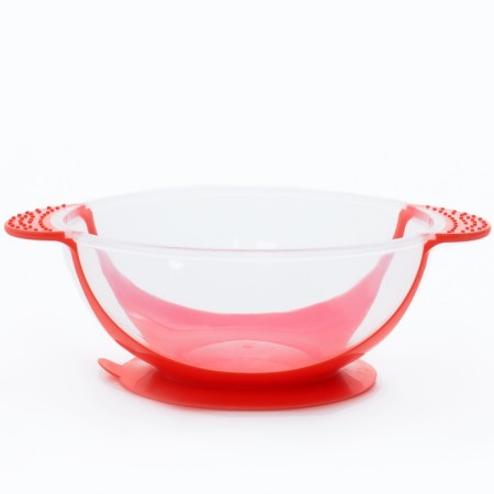 Feeding set: a bowl on the suction cup 340 ml., With a lid, a thermal engine, red-beige color-6