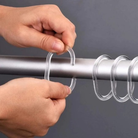 A set of rings for curtains in the bathroom, plastic, 12 pcs, transparent-3