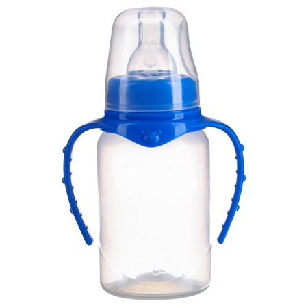 A bottle for feeding, a classic throat, 150 ml., From 0 months, cylinder, with handles, mix color-9