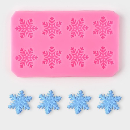 Mold "Snowfall", silicone, 11 × 6.8 × 0.6 cm, pink color