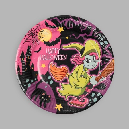 A disposable paper plate "Witch", 18 cm, set 6 pcs.-2