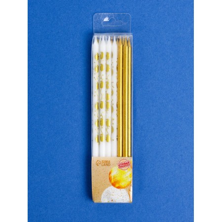 Set of candles for the cake "Blinking balls", 12 pcs, gold and white-4