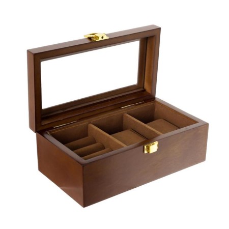 Casket wood 2 compartments for clocks and jewelry "Style" Brown 10.5x7x19.2 cm-7