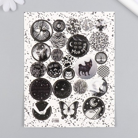 Decor for creativity cardboard "Chips and buttons. Black" 24 pcs 13x16.5 cm-2