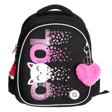 Frame saturan, 36 x 28 x 20 cm, Grizzly, from Plyusha, + keychain, black/pink-2