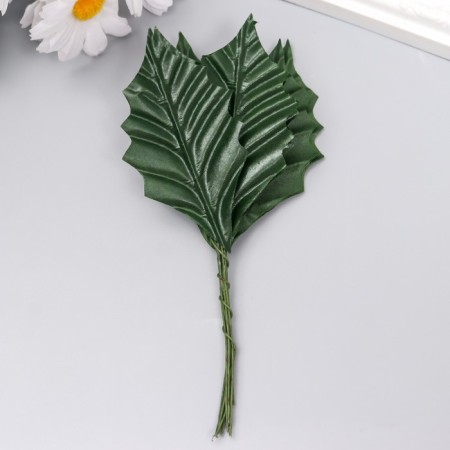 Decor for creativity "leaves dark green" set of 10 pcs 9x4.5 cm