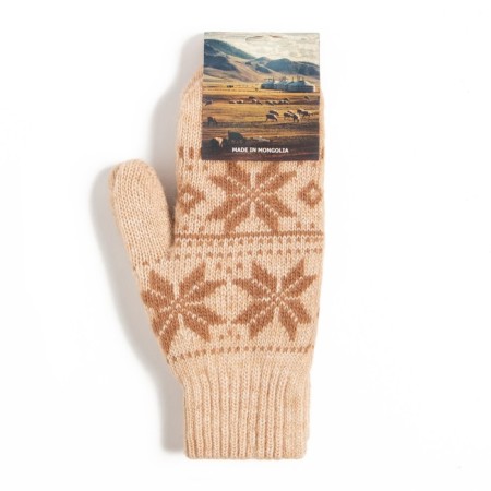 Women's mittens from Mongolian wool, beige color, size 17-19 (6.5-7.5)-1