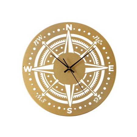 Watch wall interior "compass", smooth move, D-40 cm, golden