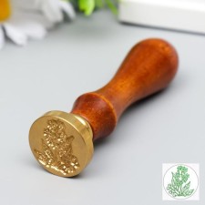 Printing for wax with a wooden handle of the valley of the valley 9x2.5x2.5 cm