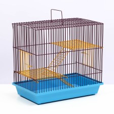 A 3-floor rodent cell with metal shelves and laders, 36 x 24 x 38 cm, blue