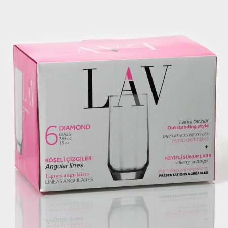 A set of glass glasses LAV "Almaz", 385 ml, 6.2 × 14.2 cm, 6 pcs-4