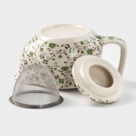 Keramic teapot “Vignettes”, 350 ml, metal sieve, green color-2