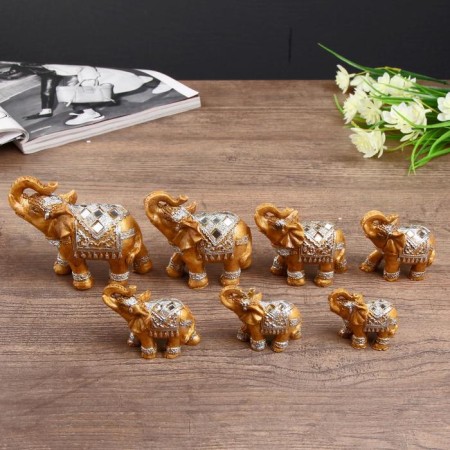Souvenir Polystone Set 7 pcs "Family Elephants" 20x9.5x9 cm-1