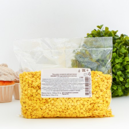 Confectionery Sprinking "Confetti", mother -of -pearl yellow, 500 g-1