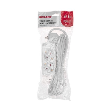 Extension cord Standard 2 nests, 3m, 3x1.0mm², s/s, white rexant-4